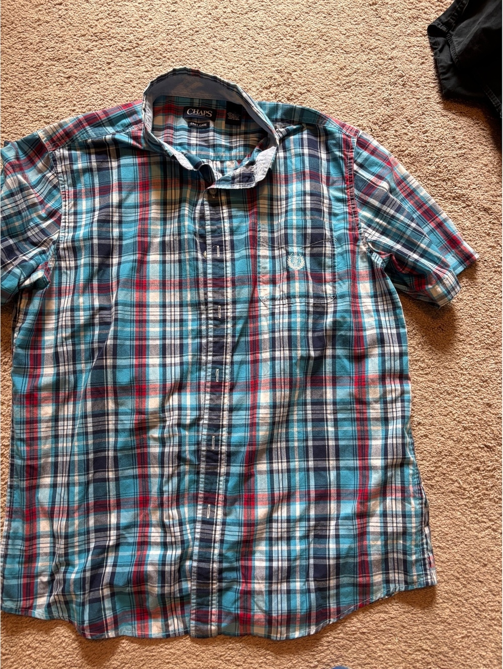 Champs easy care cotton blend played blue men's shirt size large